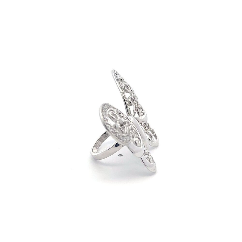 925 Sterling Silver Ring  Butterfly Very Large Cubic Zirconia Size 5 - Picture 5 of 7